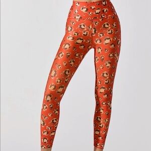 NWT Carbon38 Printed High Rise 7/8 Cropped Orange Leopard Leggings Size S